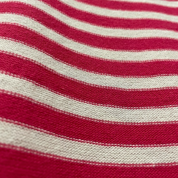 Gap Extra Small Hot Pink and White Stripes Long Sleeve Sweater Shirt, Wide Neck - Picture 3 of 11